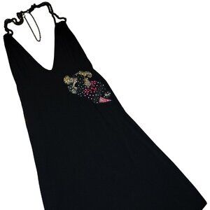 Stabbed Heart Embellished Women's Black Dress